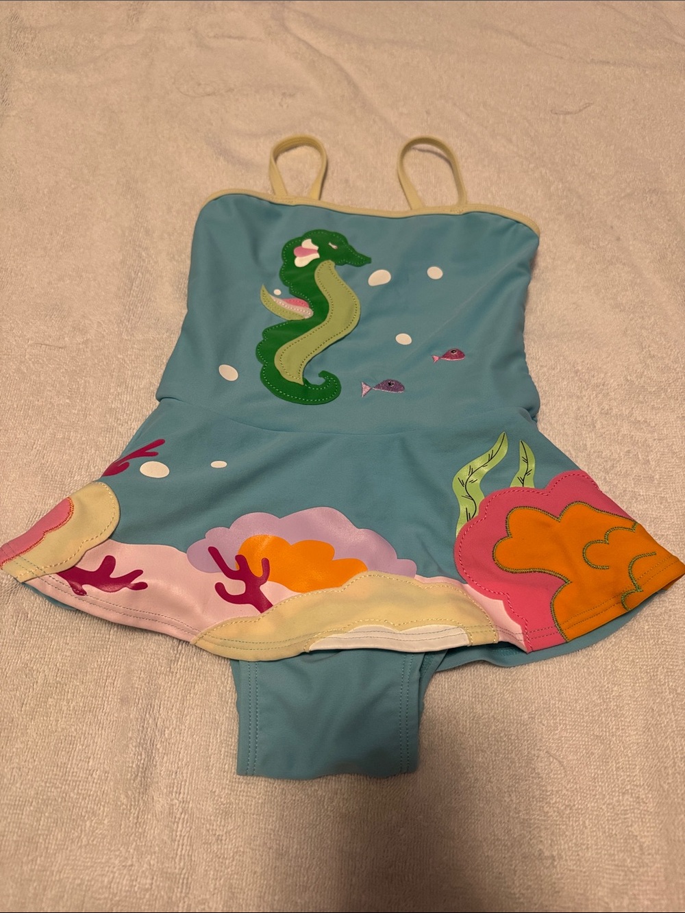 Girls Sea Motif One-Piece Swimsuit with skirt NWT